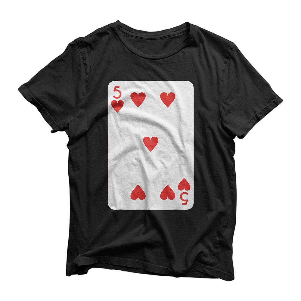 Five Of Hearts Playing Cards Halloween Costume Casino Easy T-Shirt