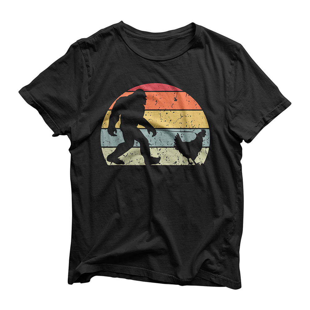 Funny Bigfoot Walking Chicken Vintage T-Shirt