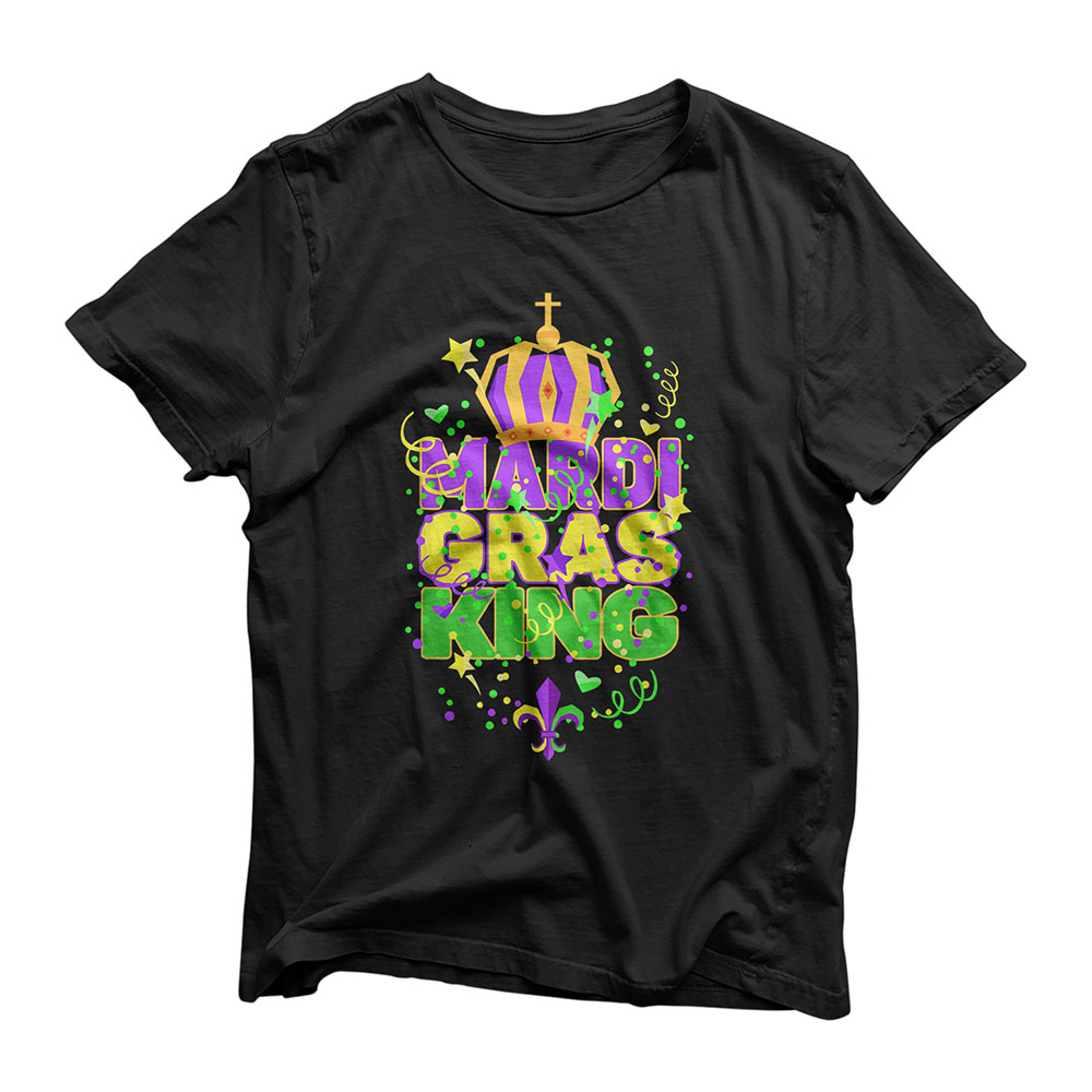 Funny Carnival Party Confetti Outfit - Mardi Gras King Crown T-Shirt