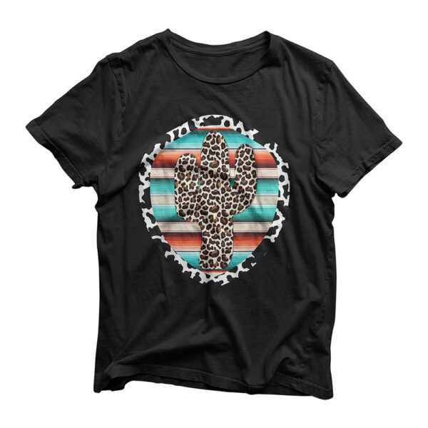 Funny Cute Serape cow print Cactus Leopard print Turquoise T-Shirt