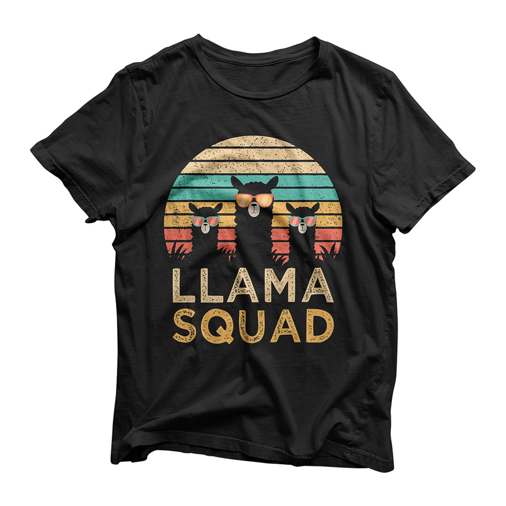 Funny Llama Squad Sunglasses Cool Llamas Vintage Gift T-Shirt