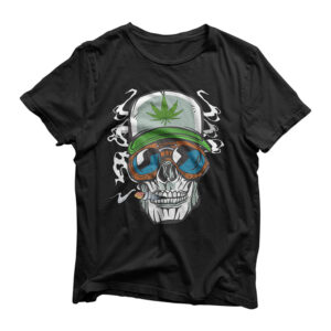 Funny Pothead Skull Cannabis Gift Marijuana Leaf Weed Stoner T-Shirt