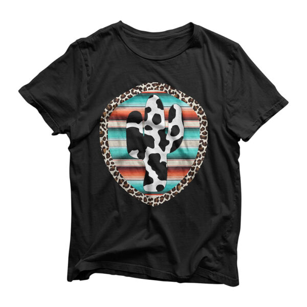 Funny Serape cow print Cactus Leopard print Turquoise T-Shirt
