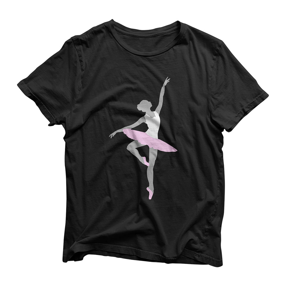 Girls Dancing Ballerina Pose Pink Tutu Ballet Dancer T-Shirt