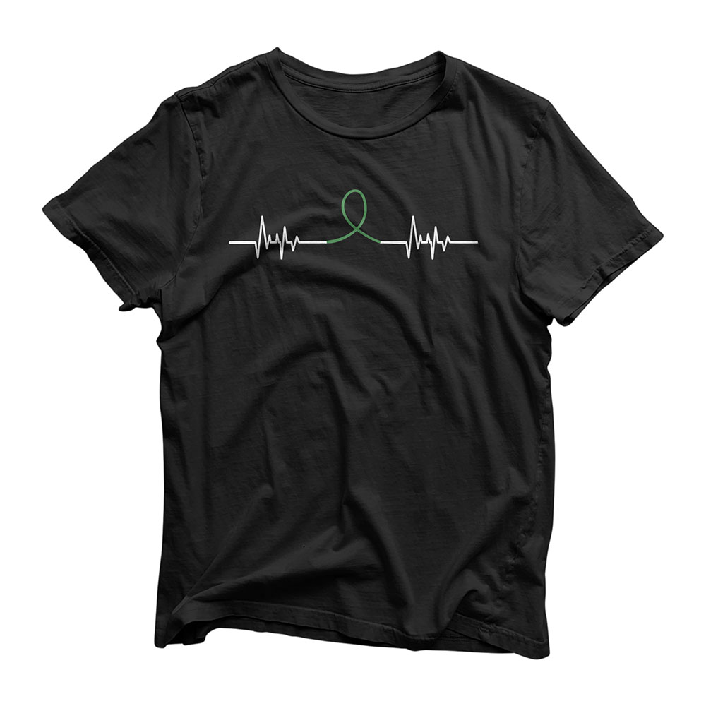 Green Ribbon Heart Beat - Mental Health Awareness T-shirt