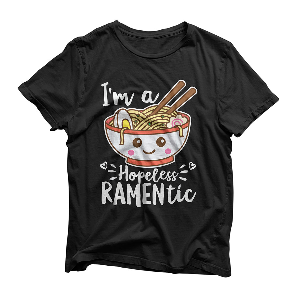 Hopeless Ramentic Cute Kawaii Ramen Noodles Pun T-Shirt