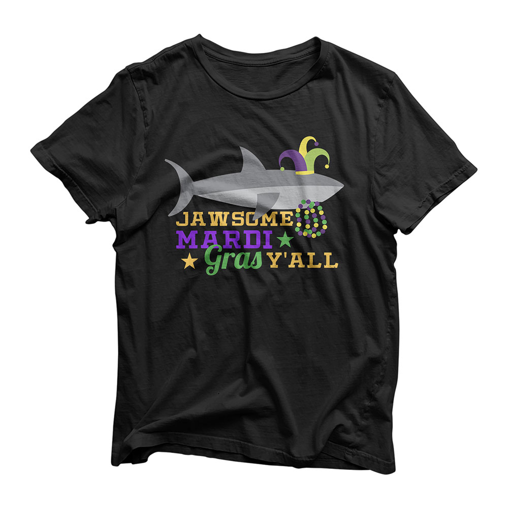 Jawsome Mardi Gras Y'all Outfit Boys Shark Carnival Costume T-Shirt