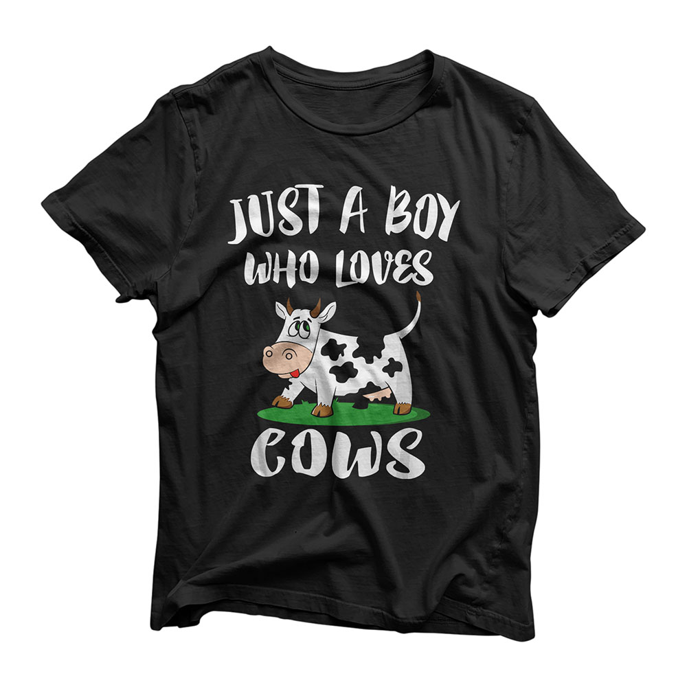 Just A Boy Who Loves Cows Animal Lover Farm Gift T-Shirt