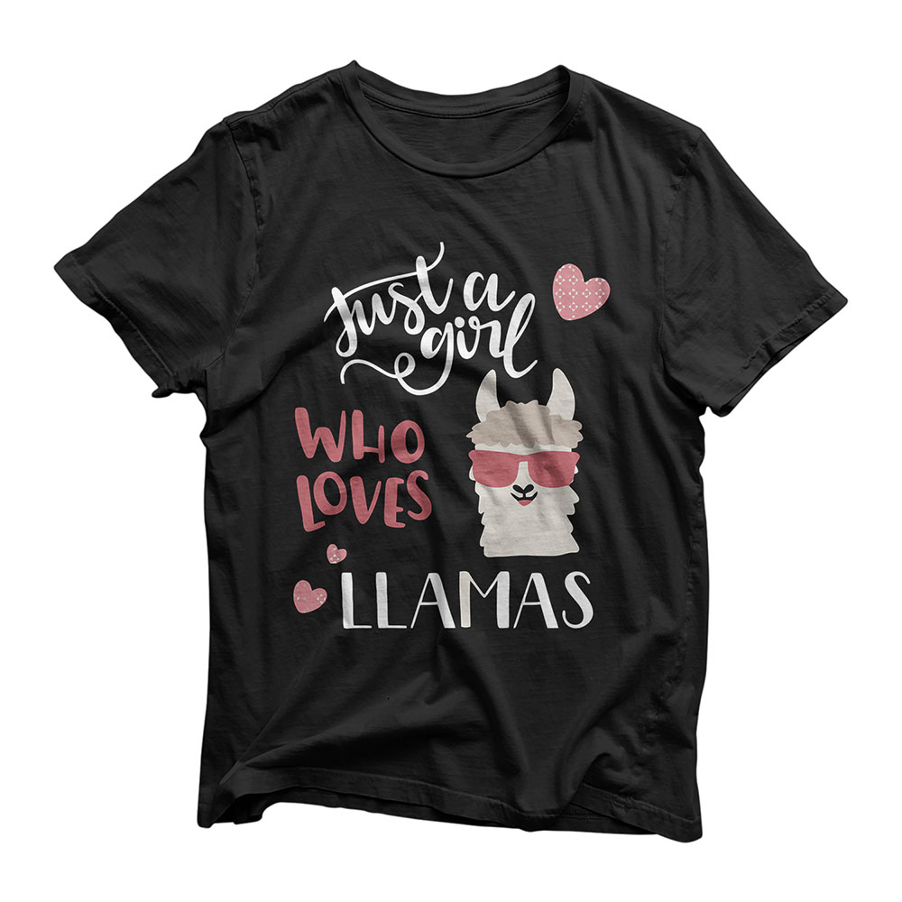 Just A Girl Who loves Llamas T-Shirt Farm Women Tee Gift T-Shirt