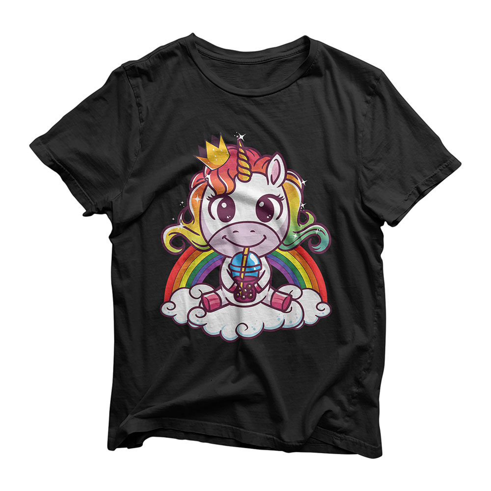 Kawaii Bubble Tea Unicorn Boba Tea for Milk Tea Lover T-Shirt