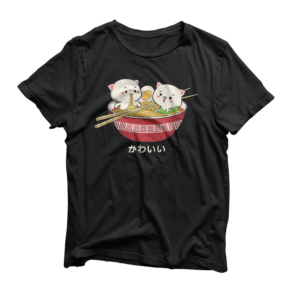 Kawaii cat Japanese Tokyo anime cat ramen T Shirt T-Shirt