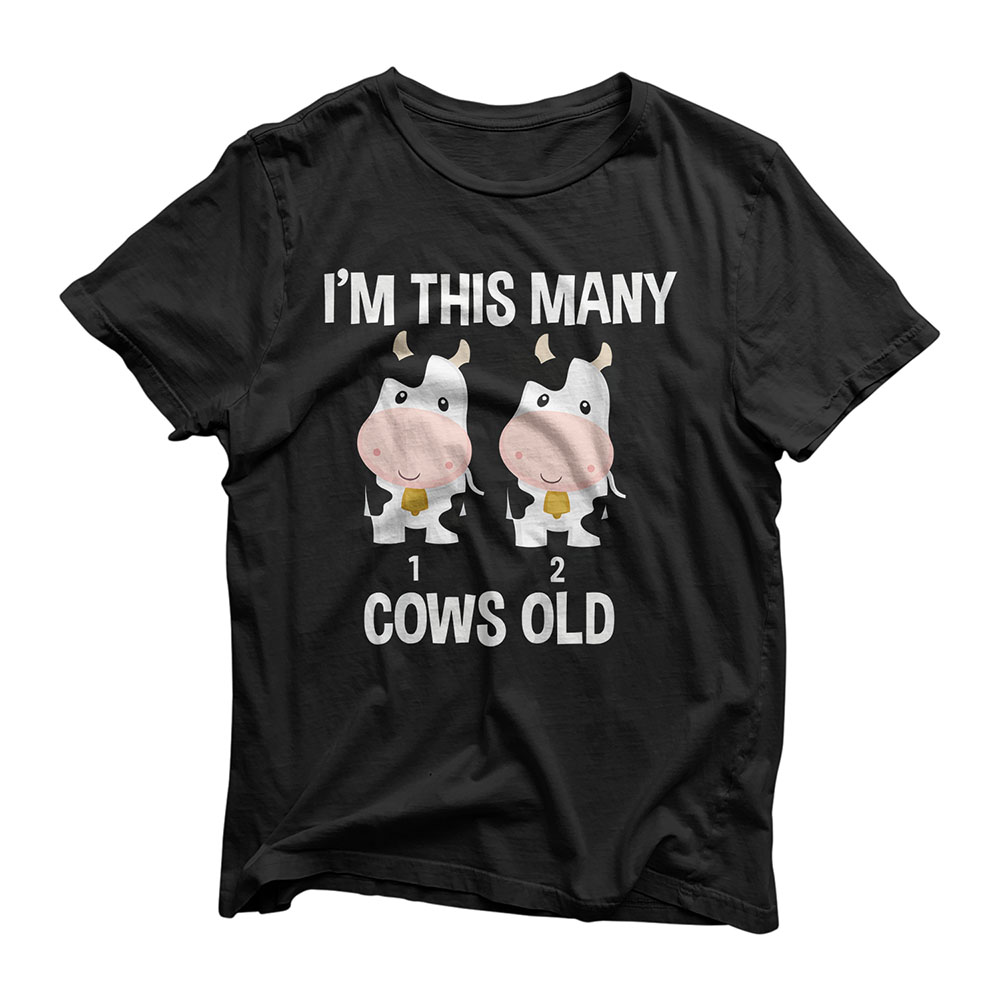 Kids 2nd Birthday Cute Farm Cows Counting 123 Toddlers Bday Party T-Shirt