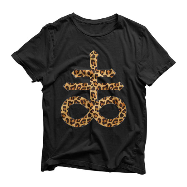 Leviathan Cross Satanic Cross And Alchemy Symbol In Cheetah T-Shirt