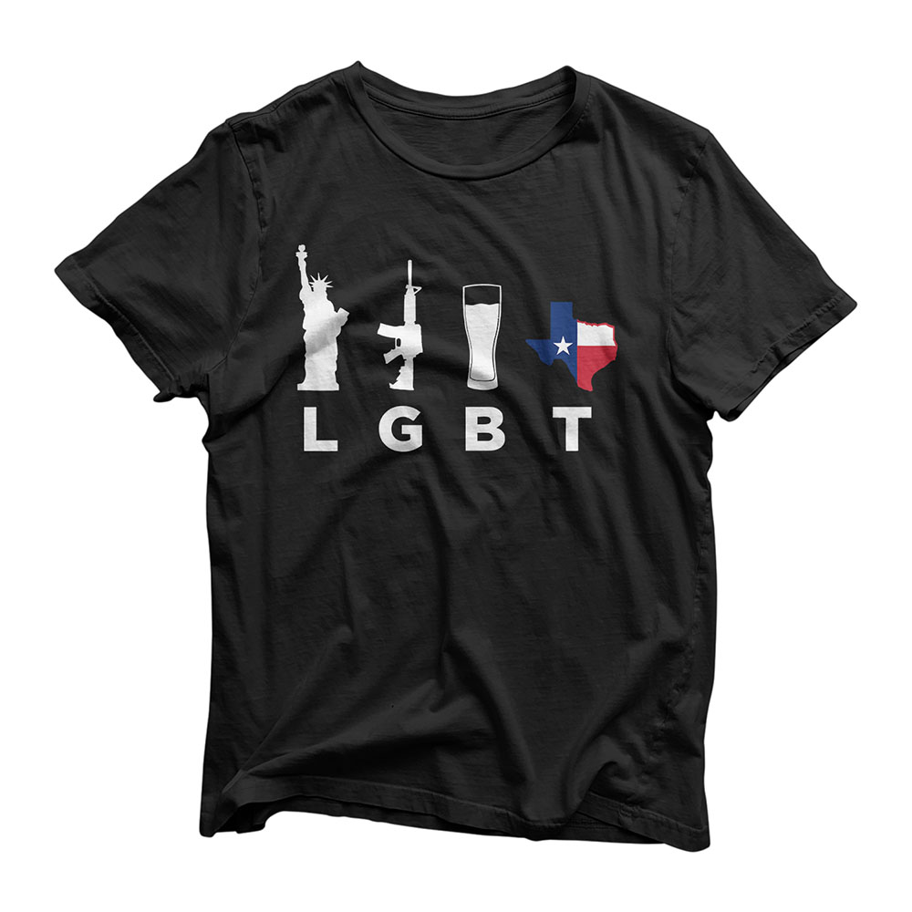 Liberty Guns Beer Texas LGBT Parody Funny Texas Men Women T-Shirt