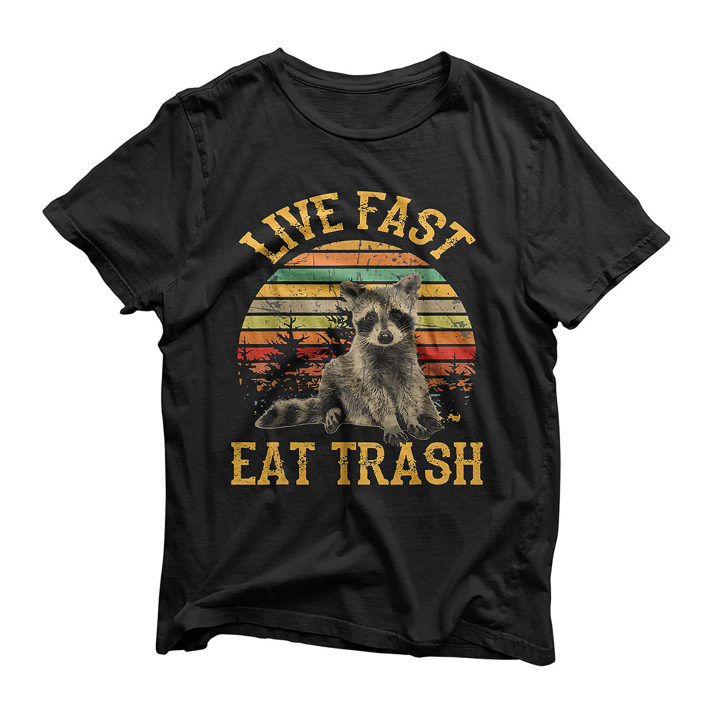 Live fast eat Trash Funny Raccoon Camping Vintage T-Shirt