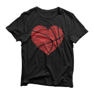 Love Valentines Day Basketball Tshirt Art - Scribble Heart T-Shirt