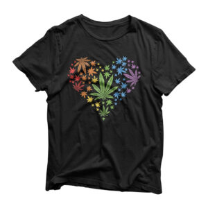 Marijuana Heart Shirt LGBT Weed Leaf Gay Pride Stoner Gift T-Shirt