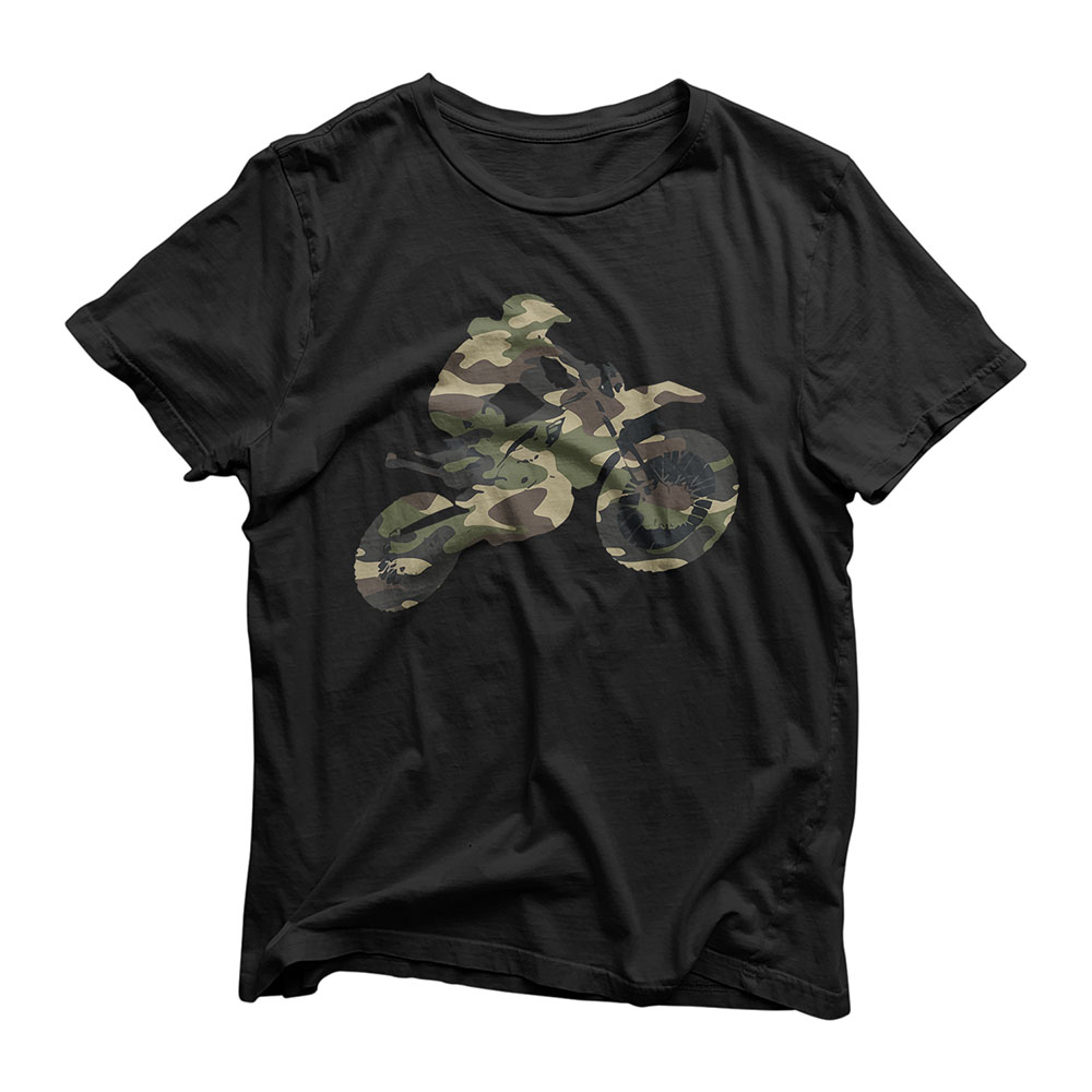 Motocross Dirt Bike Racing Shirt Camo Camouflage Tshirt Boys T-Shirt