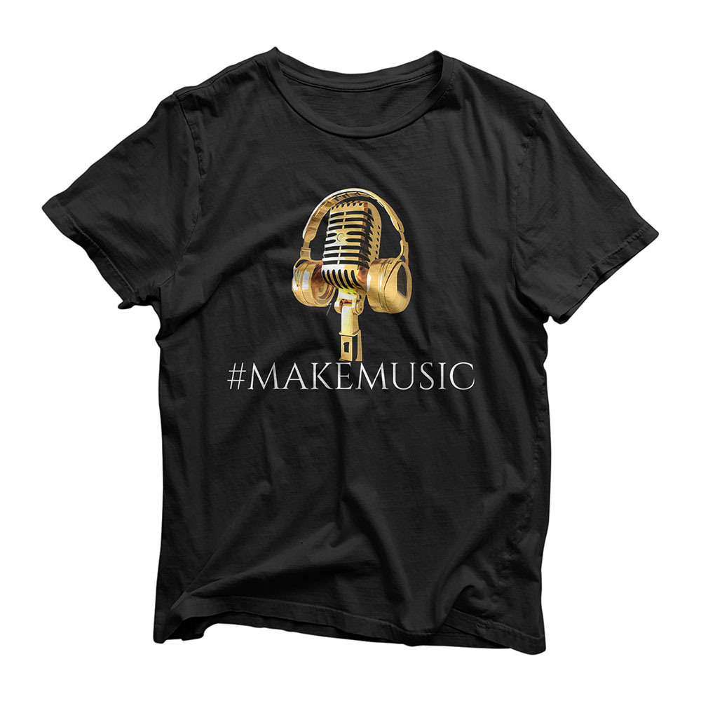 "Musician" "Gold Microphone and Headphones" T-Shirt
