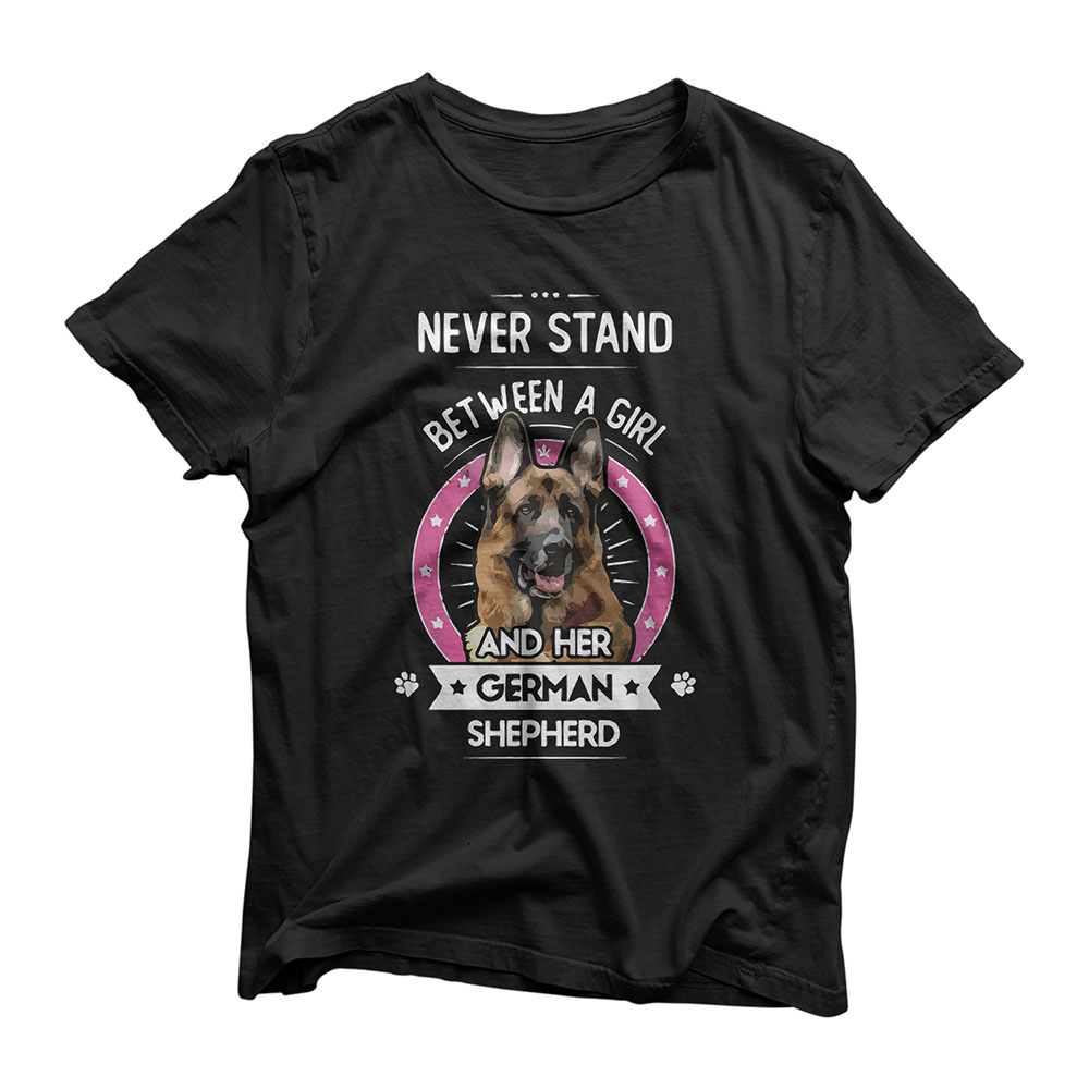 Never Stand Between A Girl and Her German Shepherd Gift T-Shirt