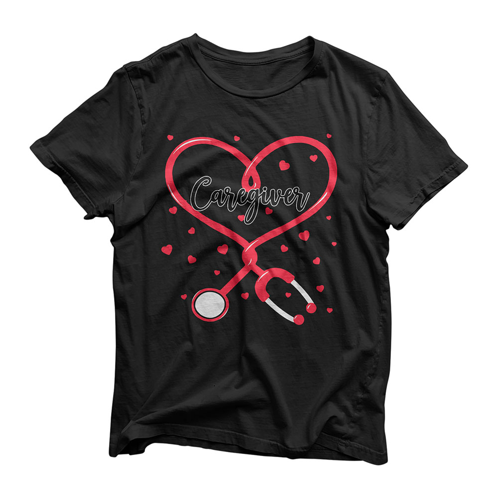 Nurse Stethoscope Heart Caregiver Valentine's Day 2021 Gift T-Shirt