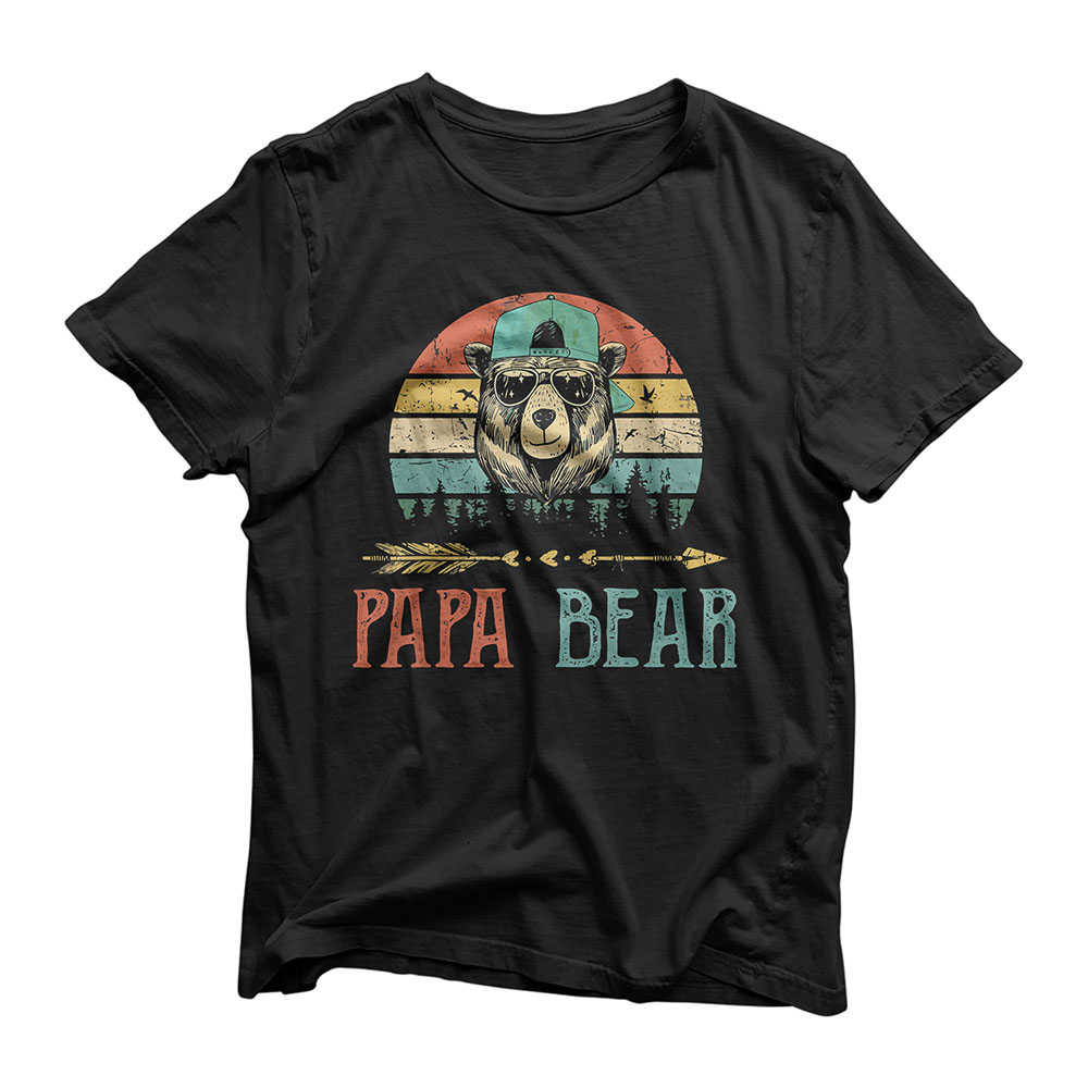 Papa bear T-Shirt Vintage Daddy Wildling Father's Day Dad T-Shirt