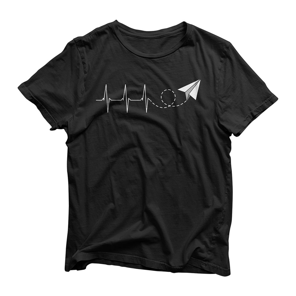Paper Airplane Heartbeat Aeronautical Engineering Gift Funny T-Shirt
