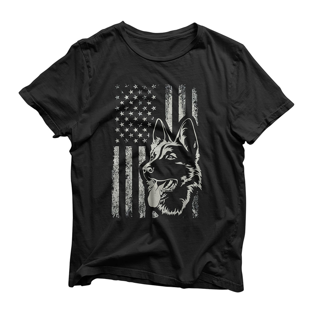 Patriotic German Shepherd AMERICAN FLAG Dog Lover Gift T-Shirt
