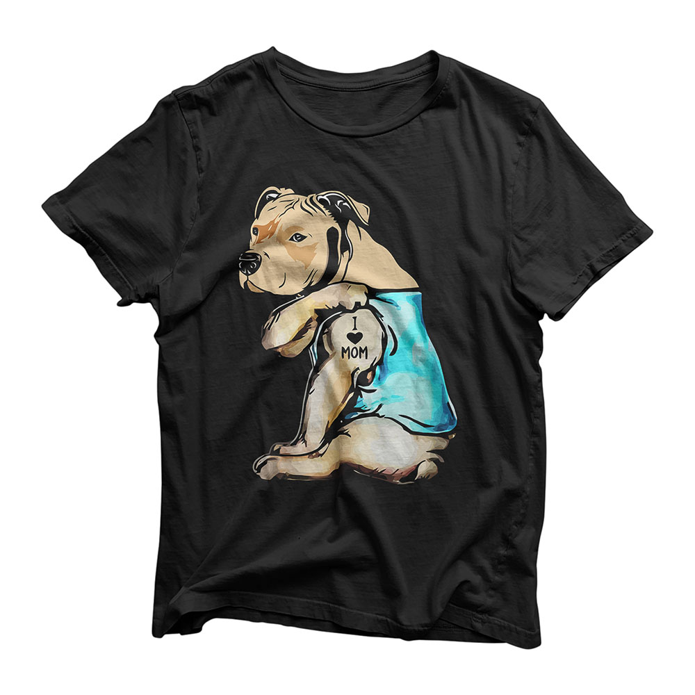 Pit Bull - I Love Mom Tattoo Mother's day gift T-Shirt