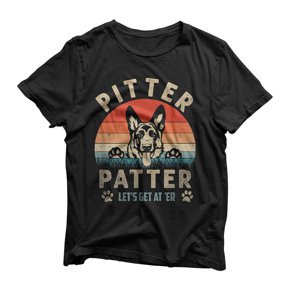 Pitter TShirt Patter German Shepherd Dog Funny Vintage Retro T-Shirt