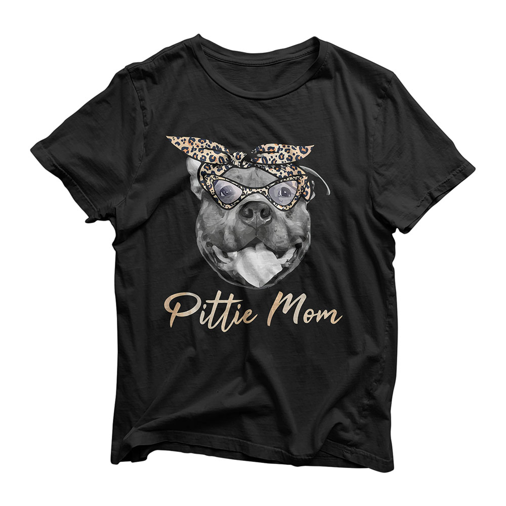 Pittie Mom Cute Pitbull Mama Leopard Print Pit Bull Gift T-Shirt