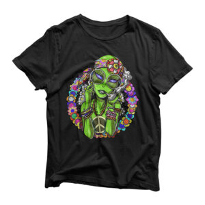 Psychedelic Alien Hippie Stoner Weed Marijuana Cannabis T-Shirt
