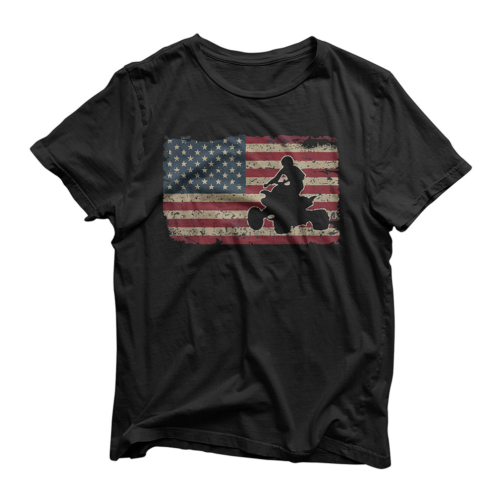 Quad Biker America Flag Gift I ATV Four Wheeler Quad Bike T-Shirt