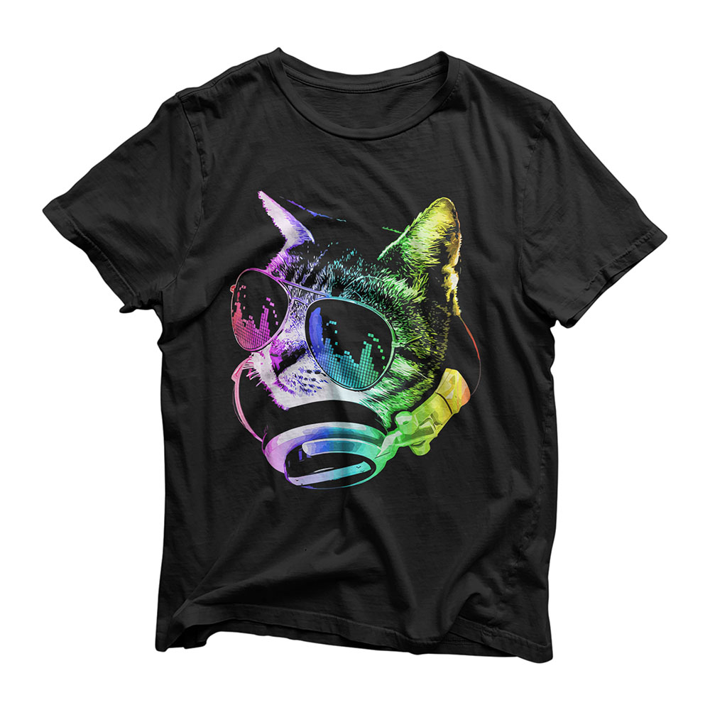 Rainbow Music Cat T-Shirt