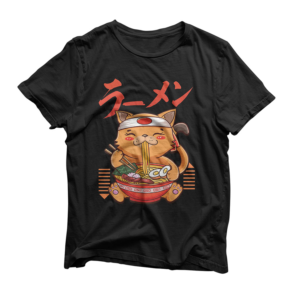 Ramen Cat Japanese Anime Cute Kawaii Lucky Cat Gift T-Shirt