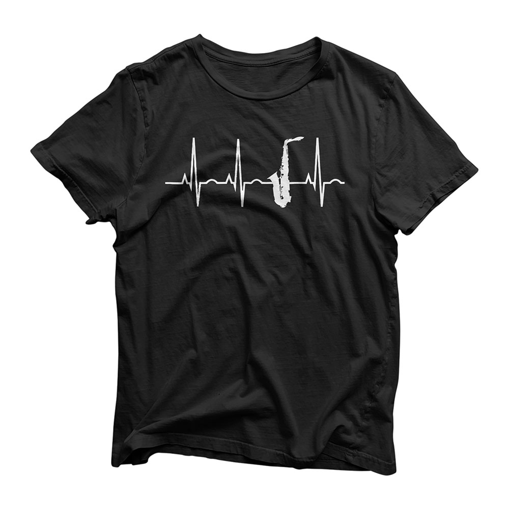 Saxophone Player Shirt - Saxophone Heartbeat T-Shirt