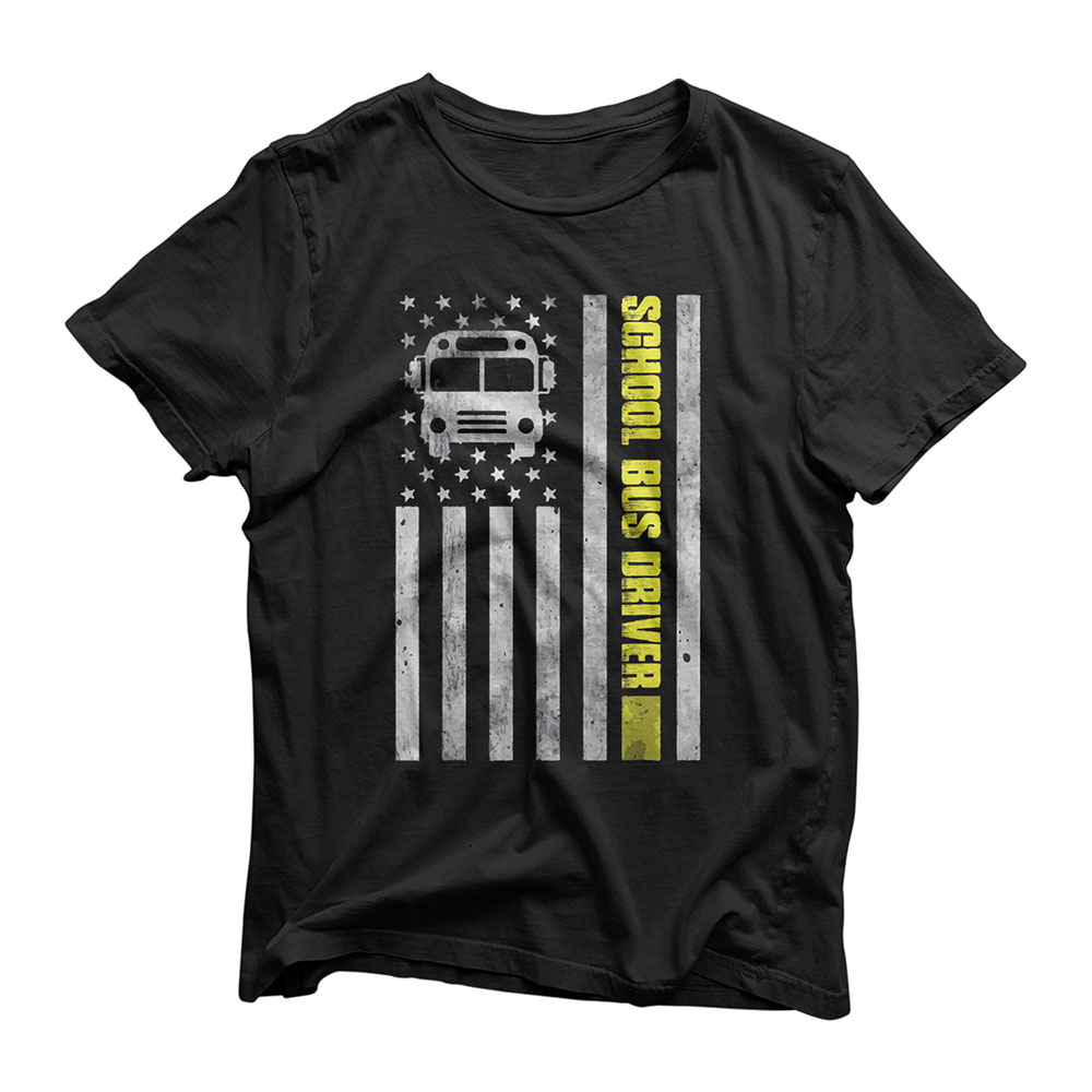 School Bus Driver American Flag Shirt, School Bus Driver T-Shirt