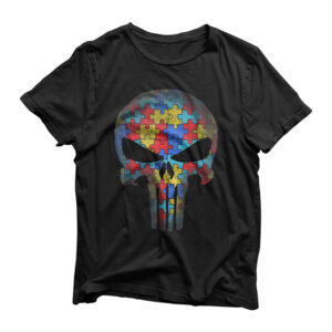 Skull Autism Awareness Tee Mom Dad Kids Autism T-Shirt
