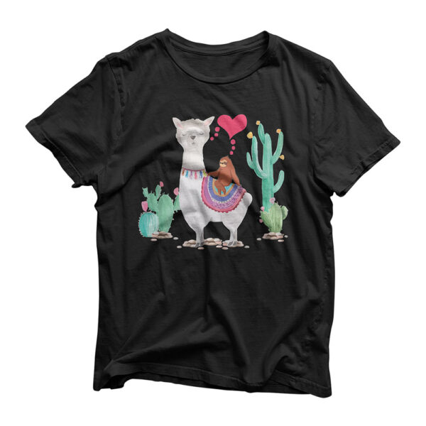 Sloth Riding Llama Funny Valentines Day Gift Love Thoughts T-Shirt