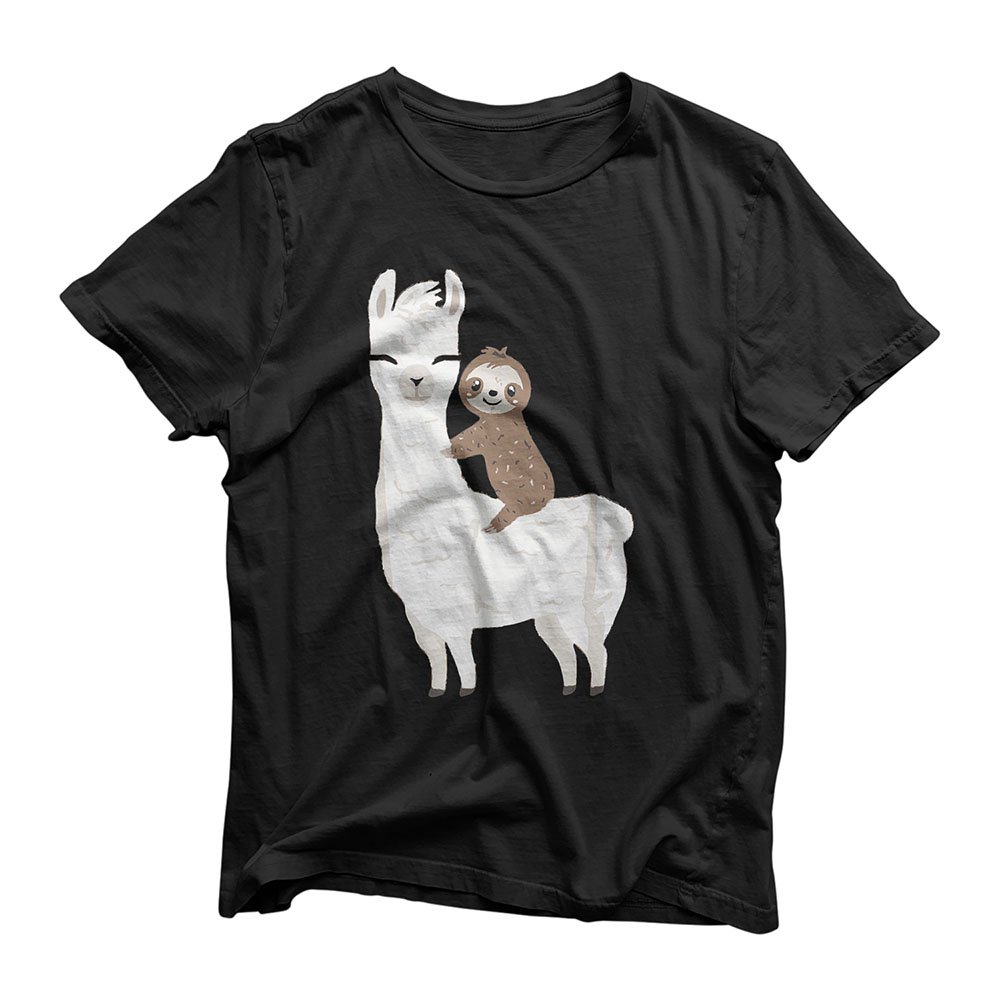 Sloth Riding Llama Happy 100th Day of School Shirt Kids Gift T-Shirt