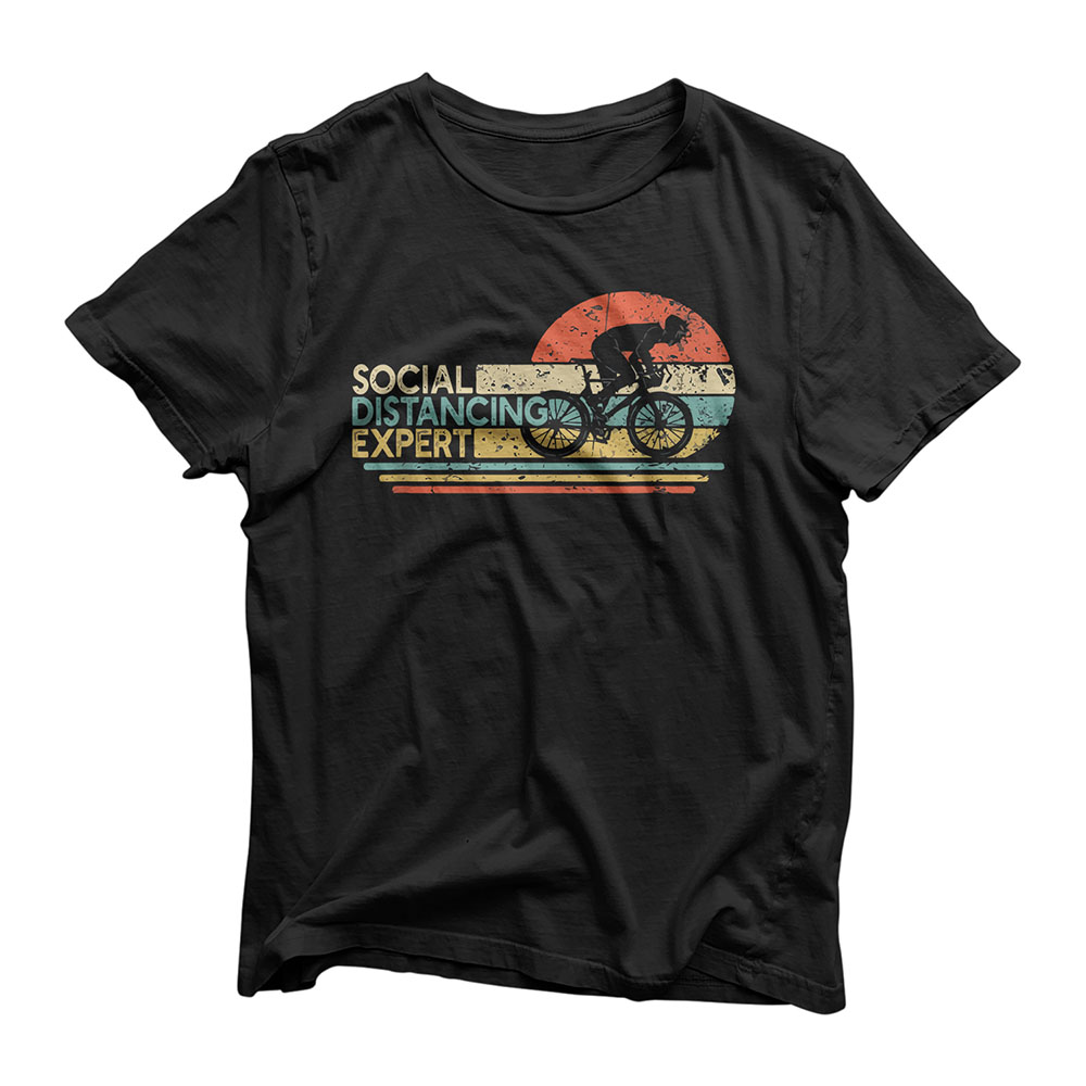 Social Distancing Expert Cycling Vintage Cyclist Gift T-Shirt