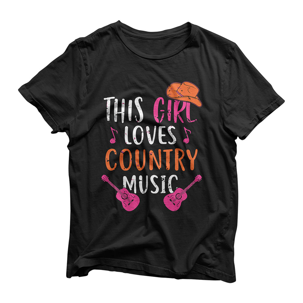 This Girl Loves Country Music Western Hat Musician Guitar T-Shirt