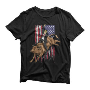 Trump Rodeo Bull Rider Patriotic American Flag Trump Cowboys T-Shirt