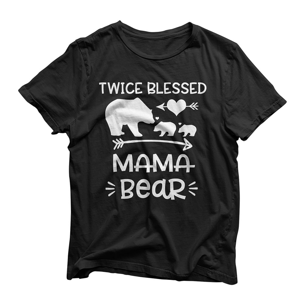 Twice Blessed Mama Bear Shirt Bear With Two Baby Cubs T-Shirt