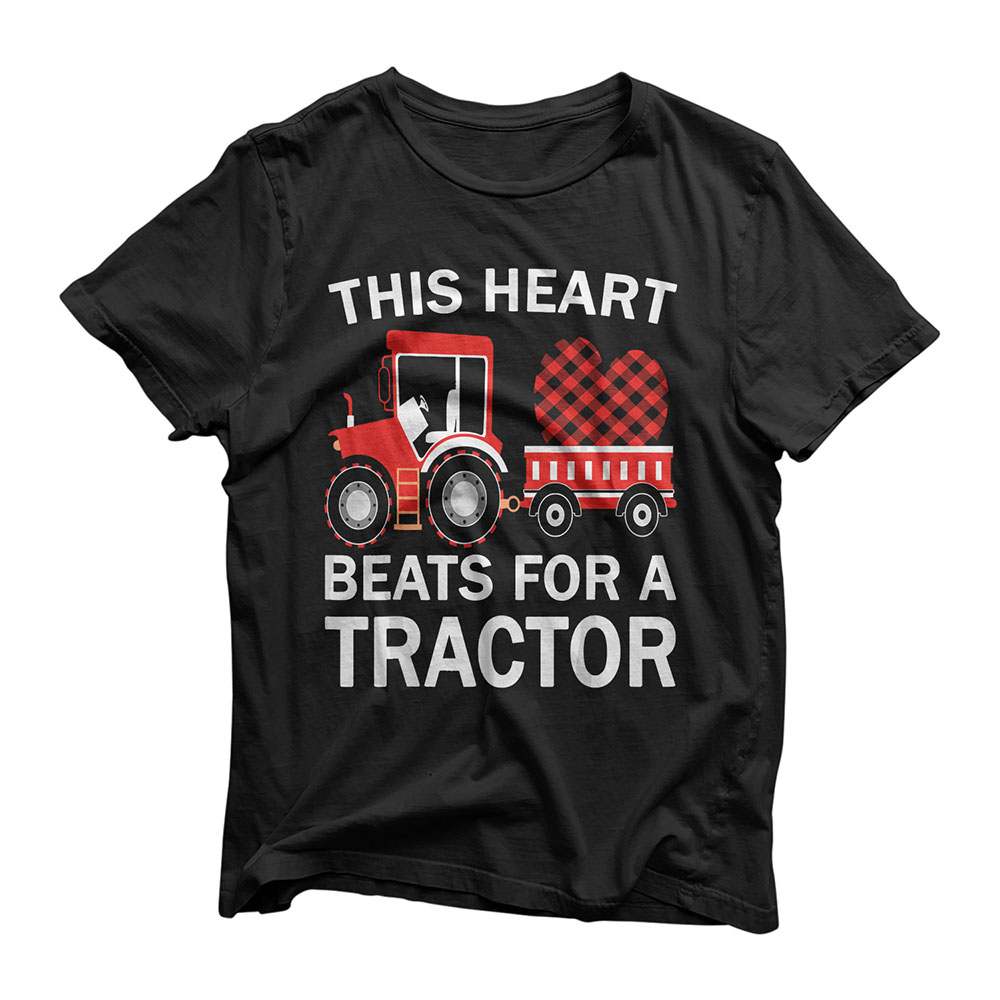 Valentine Tractor Love Buffalo Red Plaid Valentine Farmer T-Shirt
