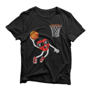 Valentines Day Heart Dunking Basketball Boys Girls Kids Gift T-Shirt