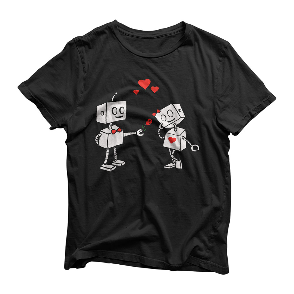 Valentines Day Robots Couple Love Story T-Shirt