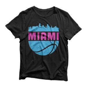 Vintage Miami Florida Cityscape Retro Basketball T-Shirt