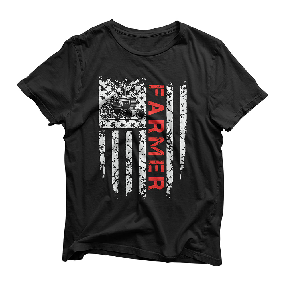 Vintage USA Tractor Farmer American Flag Farming Patriotic T-Shirt