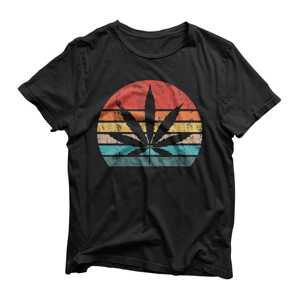 Vintage Weed Marijuana Cannabis Leaf Retro Christmas B-day T-Shirt